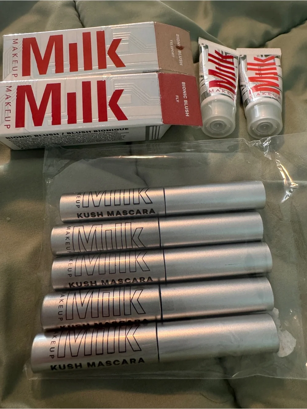 Milk Makeup blush duo in fly & teleport / 5 Milk lush travel size mascaras